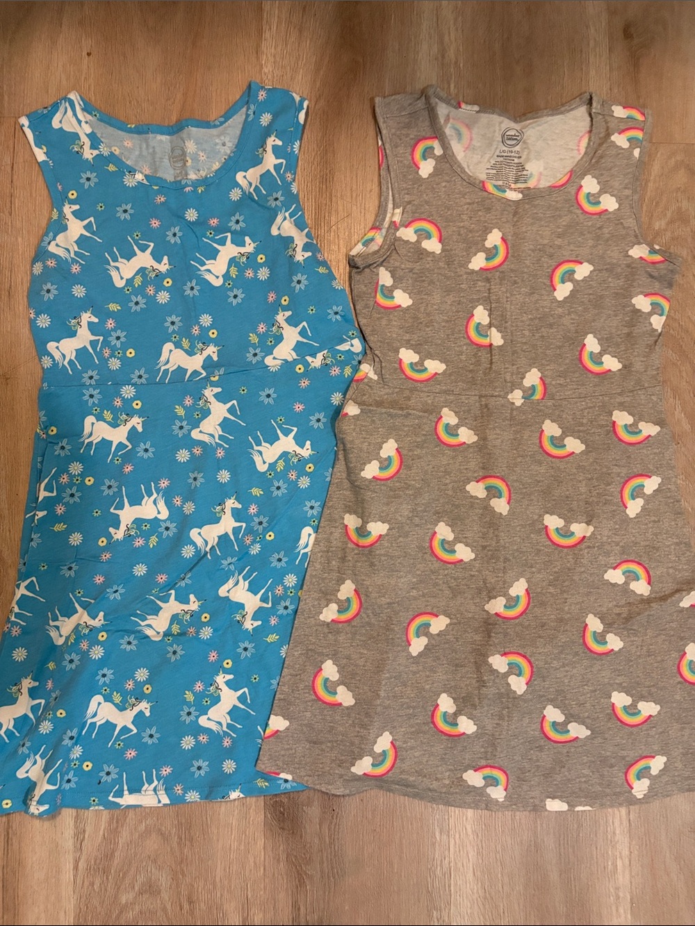 wonder nation Blue Unicorn Dress & Gray Rainbow Dress